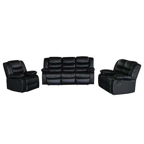 Dream Recliner Sofa Black Lounge Suite, Leather Recliner Sofa 3 2 1